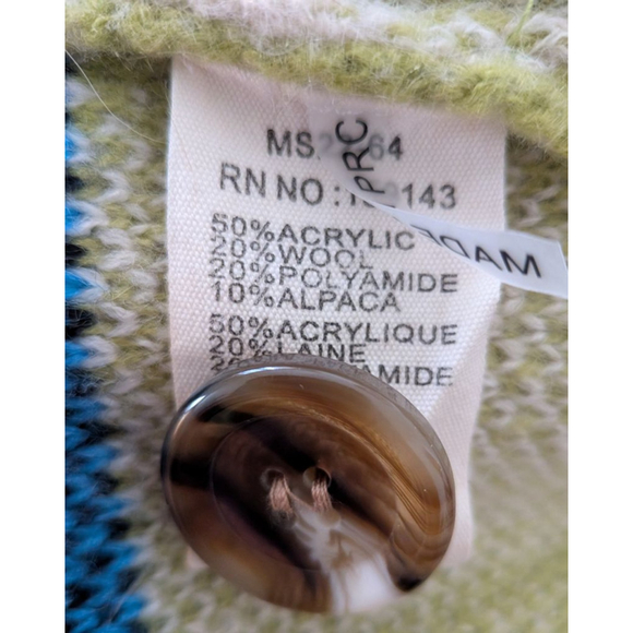 Women's FRNCH S Beige Blue Plaid Cardigan, Size S - Picture 6 of 6